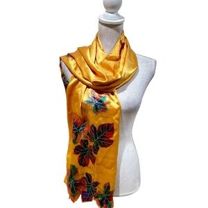 Kriska handmade Leaf Pattern Scarf rectangular cutout 67 inches